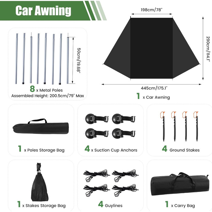 Універсальний автомобільний намет для будь-якого транспортного засобу, автомобільний тент, кемпінговий намет, тент для великого позашляховика, універсальний сонцезахисний намет для будинків на колесах та автомобілів