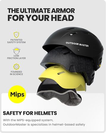 Лижний шолом OutdoorMaster MIPS - Шолом Kelvin II MIPS для сноуборду, чоловічий, жіночий та молодіжний, матовий чорний, розмір M