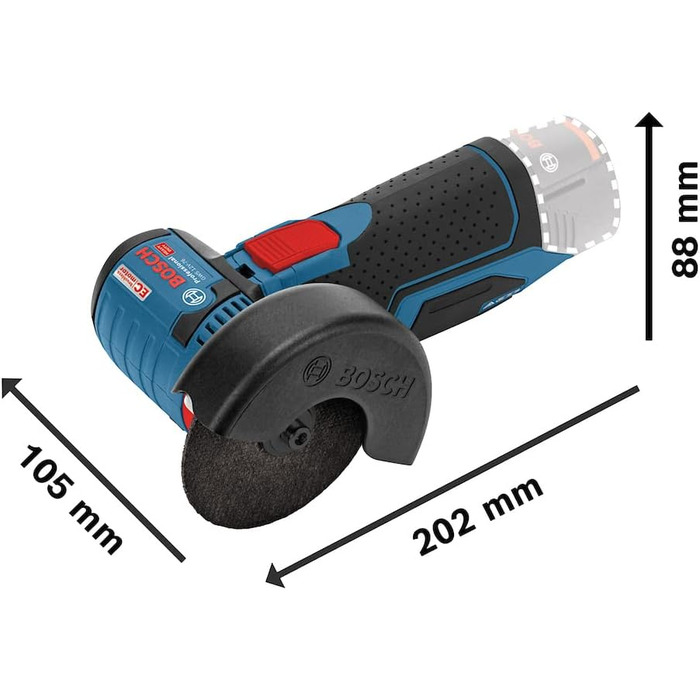 Акумуляторна кутова шліфувальна машина Bosch Professional 12V System GWS 12V-76 (у комплекті 1 твердосплавний відрізний круг, 1 тв