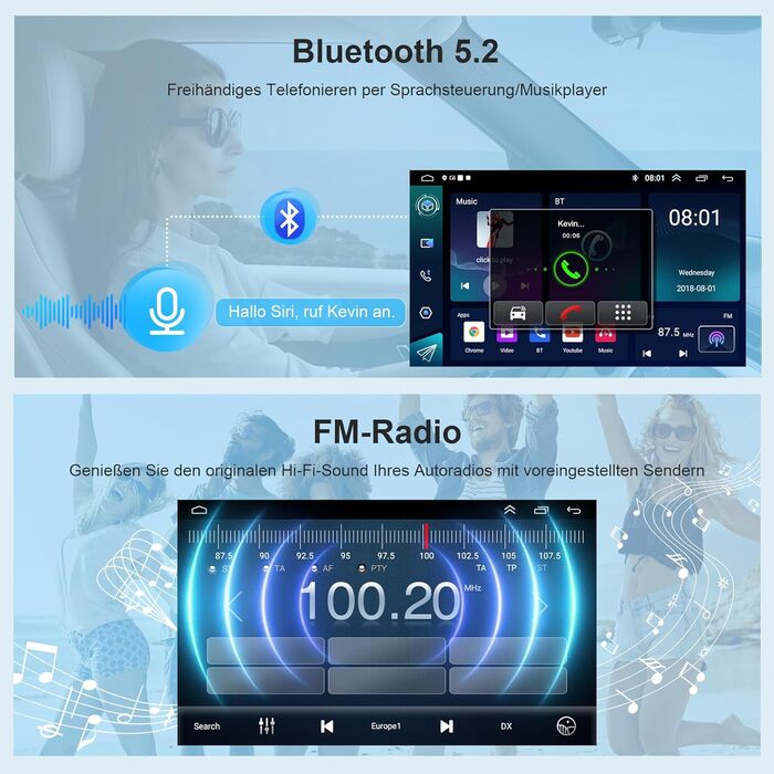 Автомагнітола для Fiat 500 2007-2015 з бездротовим Carplay та головним пристроєм Android Auto, 232 ГБ 7-дюймовий IPS HD сенсорний екран з GPS-навігацією/голосовим керуванням/WiFi/SWC/Bluetooth 5.2/FM/камерою заднього виду, чорний колір