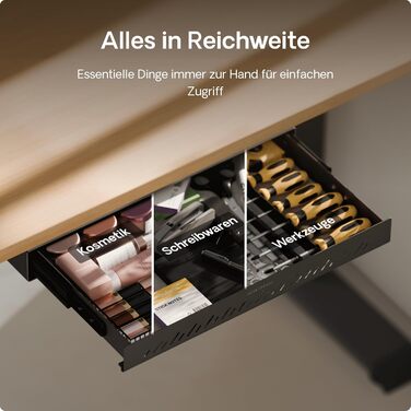 Органайзер для столу Desktronic, коробка для зберігання під столом, стіл для офісу, школи, домашнього офісу, канцелярське приладдя, металева шухляда, прихована шухляда (чорний)