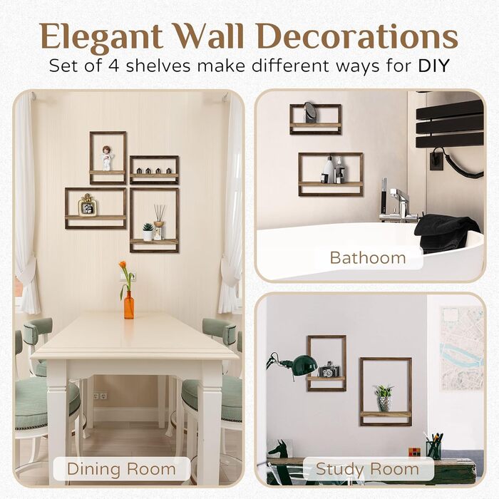 Настінна полиця дерев'яна плаваюча полиця полиця стіна стіна стіна прикраса вітальні сільський набір з 4 настінних полиць рослина