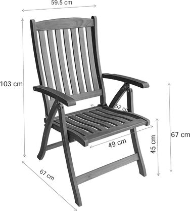 Розкладне крісло Dehner Havana, приблизно 103 x 67 x 59,5 см, виготовлене з FSC - сертифікованого тику, натуральний Classic