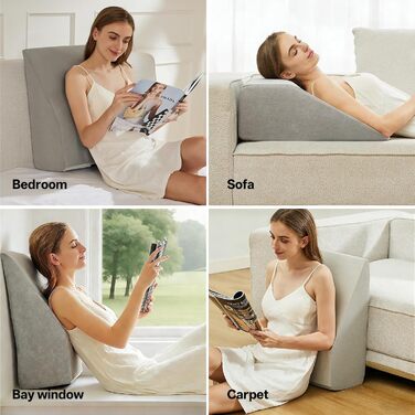 Подушка для читання та клиноподібна подушка для підняття ніг, подушка з піни з ефектом пам&39яті для шиї, спини, підтримки ніг, знімна багатофункціональна подушка для ліжка, дивана