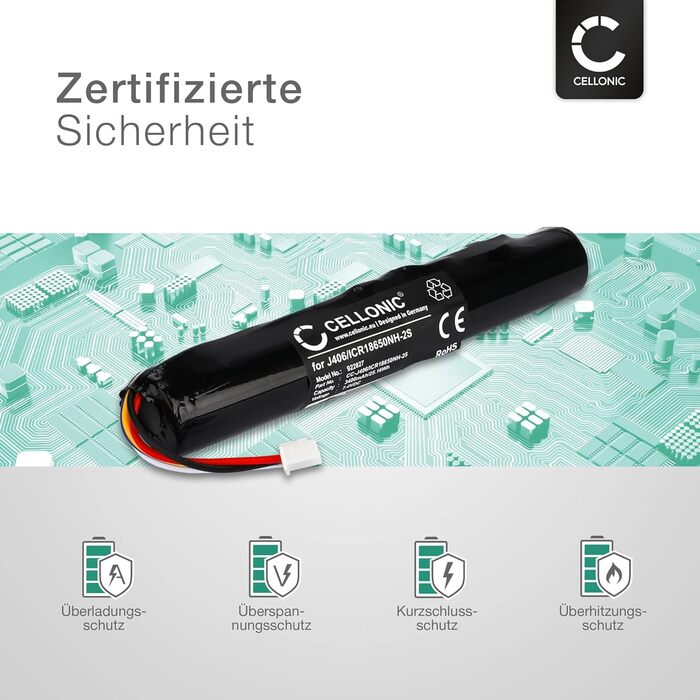 Акумулятор для динаміка, сумісний з Bang & Olufsen BeoPlay A2, BeoLit 17, BeoLit 15 (3400 мАг, 7,4 В), замінний акумулятор J406/ICR18650NH-2S