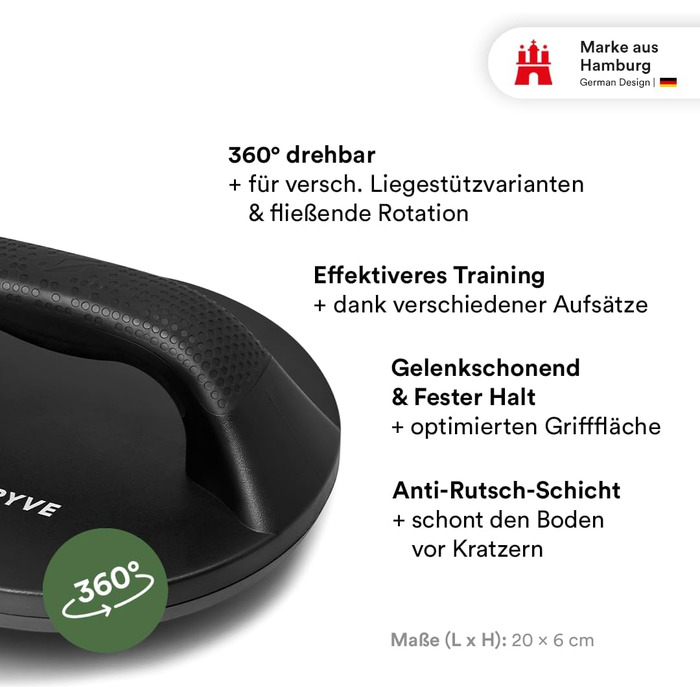 Обертові ручки для віджимань STRYVE - Комплект із 2 турніків для віджимань - 2 насадки з рівнями складності 1 та 2 - Нековзні та зручні для підлоги ручки для стійки на руках - Паралети для домашнього спортзалу - Обладнання для калістеніки