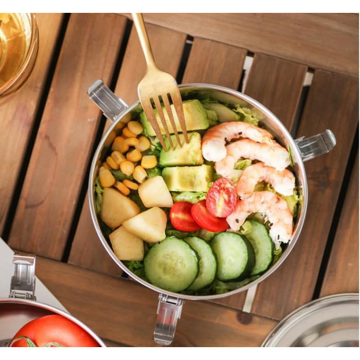 Контейнери з нержавіючої сталі з кришками, 3 шт., ланч-бокс з нержавіючої сталі 304, герметичний металевий контейнер, ідеально підходить для походів, обідів, залишків їжі, супів, салатів