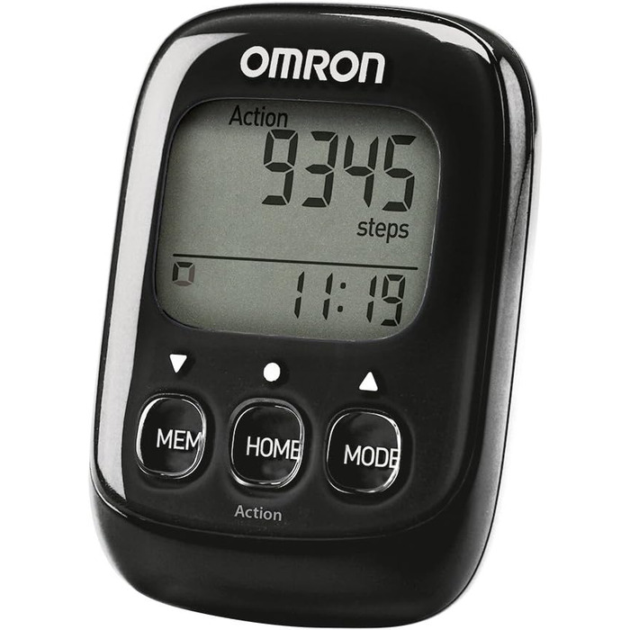 Крокомір OMRON Walking Style IV, чорний, 3D-сенсор для точного вимірювання, вимірює аеробні кроки, відстань та спалені калорії з пам&39яттю, режимом дії та великим дисплеєм, простий у використанні