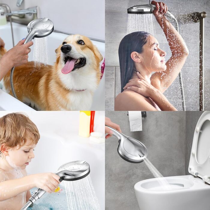 Лійка для душу високого тиску з 10 режимами, водозберігаюча душова лійка, лійка для підвищення тиску води, потужний струмінь для очищення ванни, плитки, домашніх тварин. Лійка для душу (10 режимів)
