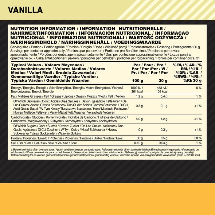 Протеїн Optimum Nutrition Gold Standard 100% Isolate, ваніль, 930 г (31 порція)
