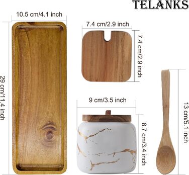 Набір баночок для спецій TELANK, цукорниця з кришкою та ложкою, керамічна банка з кришкою для дому та кухні біла