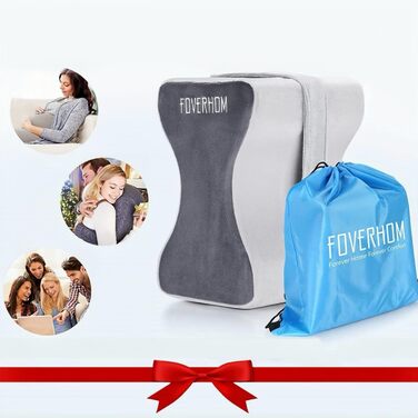 Подушка для коліна foverhom з піни з ефектом пам&39яті, ортопедична подушка для ніг для полегшення болю при ішіасі, болю в спині, вагітності, болю в ногах, болю в стегнах та ішіасі, сіра