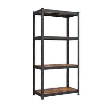 Окремостояча полиця SONGMICS, книжкова шафа, полиця для зберігання, 4 полиці, регульована, 40 x 80 x 160 см, вантажопідйомність до 520 кг, для кухні, вітальні, вінтажний коричнево-чорний GLR044B11 1 Вінтажний коричневий чорний