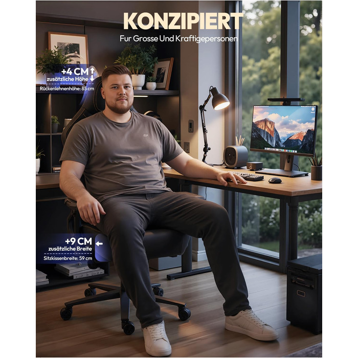 Ігрове крісло Dowinx, вантажопідйомність 200 кг, крісло керівника, ергономічне офісне крісло з 4D підлокітниками та поперековою опорою, ігрове крісло з регульованою висотою для геймерів та кіберспорту, чорне