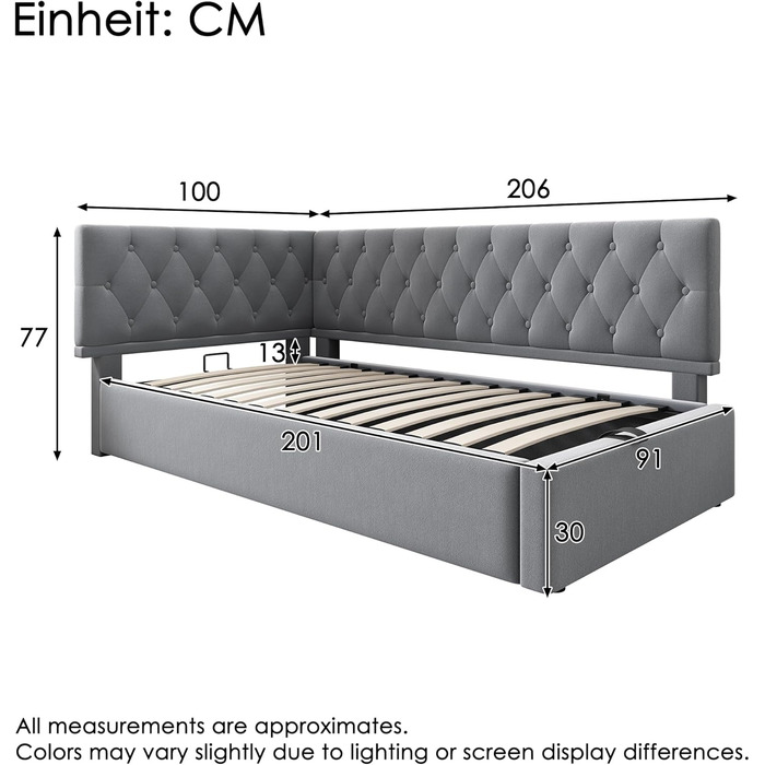 М&39яке ліжко, односпальне ліжко, дитяче ліжко 90x200 см, диван-ліжко/кушетка з гідравлічним відділенням для зберігання, кушетка/дитяче ліжко, каркас ліжка зі спинкою та рейковою основою з дерева, оксамит, без матраца (сірий)