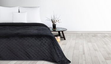 Декоративний плед, чохол для стільця 70x160, ковдра на диван, стьобана ковдра 170x210, універсальна ковдра LUIZ5 (Чорний, 170 x 210 см) 170 x 210 см Чорний