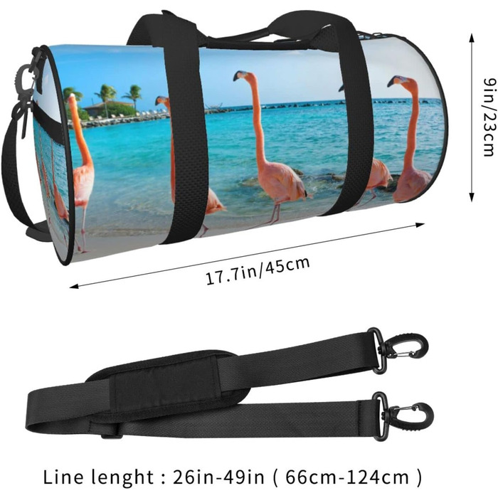 Спортивна сумка, дорожня сумка, пляжна сумка, з принтом фламінго, сумка для ночівлі, чорна, універсальний розмір, сумка для подорожей