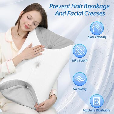 Подушка HOMCA CPAP, подушка з піни з ефектом пам&39яті для всіх масок CPAP, подушка для сну на боці CPAP з канавками для маски CPAP та зоною підтримки, зменшує витік повітря та тиск у масці, з 3D-охолоджувальним чохлом