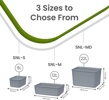 Набір із 3 пластикових коробок для зберігання з кришками, що не зачіпаються, штабелюються, для кухні, ванної кімнати, спальні, гардеробної, офісу, міцна та довговічна організація, SNL-S 6 л / Набір із 3 коробок