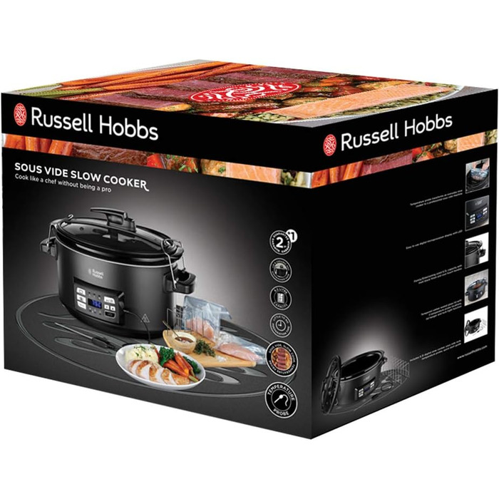 Мультиварка Russell Hobbs 3-в-1 мультиварка, су-від, жаровня датчик температури ядра важка керамічна каструля на 6,5 л для оптимал