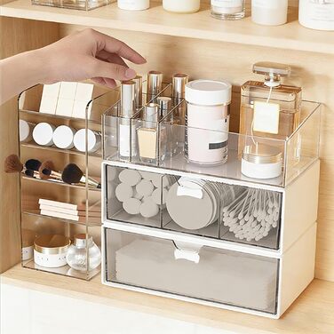 Елементний органайзер для косметики, акриловий міні-органайзер для ванної кімнати з висувними ящиками, багатофункціональний органайзер для туалетного столика для спальні, столу, ванної кімнати, 4-