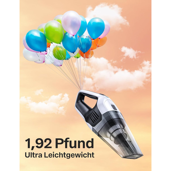 Ручний пилосос, потужний, портативний, легкий, бездротовий ручний пилосос з тривалістю роботи 25-30 хвилин, акумуляторною батареєю