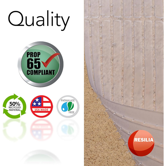 Килимова доріжка з високим ворсом RESILIA пластиковий вініловий захисний килим та килимок, водонепроникний, прозорий, 68 см завширшки x 180 см завдовжки, зроблено в США, 69 x 183 см (доріжка), безбарвна