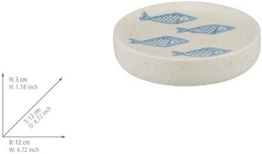 Мильниця WENKO Mod. Аквамарин, мильниця для зберігання ручного мила з тонкої кераміки матово-білого кольору з синім, морський пейз