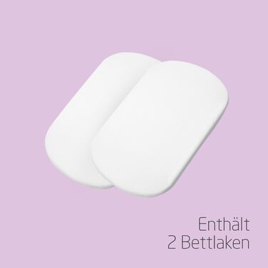 Простирадло на резинці Maxi-Cosi Iora для дитячих ліжечок, простирадло на резинці для Maxi-Cosi Iora (Air) та Tori, комплект з 2 простирадл на резинці для приліжкового ліжечка, білий (комплект з 2 шт.)