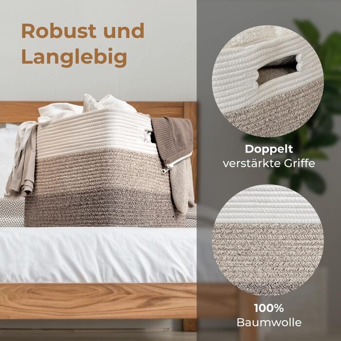 Великий кошик для зберігання - Прямокутний бавовняний кошик з ручкою - Великий кошик для ковдр, Вітальня - 46x36x30 см - Градієнтний жовтий - Плетений кошик для білизни - Зберігання іграшок, Дитяча кімната - 46x36x30 см Градієнтний жовтий