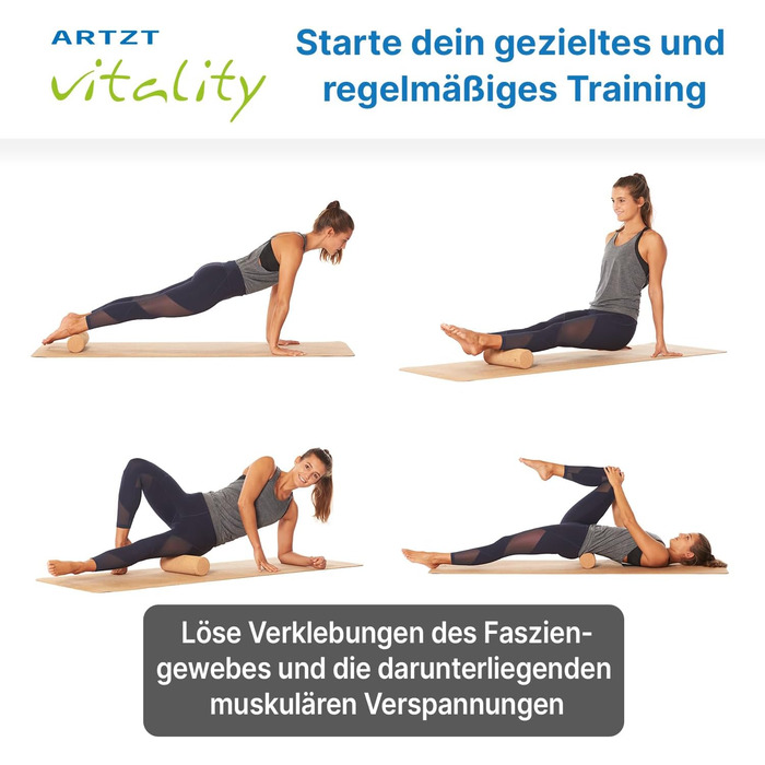 Корковий ролик для фасцій Масажний ролик для фасцій, виготовлений зі 100 корку Екологічний та антибактеріальний Масажний ролик для фасцій Корковий ролик, виготовлений у Португалії, бежевий, 30 x 10 см