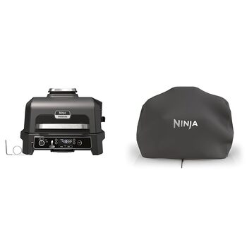 Електричний гриль Ninja Woodfire Pro XL, багатофункціональний вуличний гриль 4-в-1 та захисний чохол Woodfire XL, офіційний аксесуар