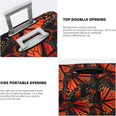 Чохол для валізи Метелики Монарх, міцний захист, підходить для багажу розміром 45.7-81.3 см, малий, Чорний