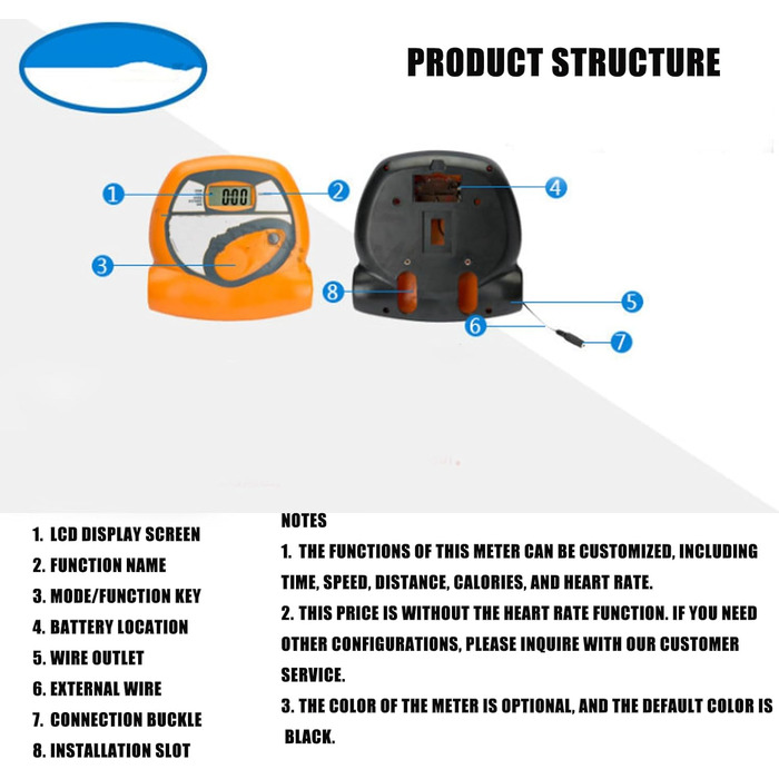 Універсальний тренажер, лічильник, РК-екран, датчик серцевого ритму, бігова доріжка, дисплей, вимірювальний пристрій для дому, тренажерного залу, тренувань, дані в режимі реального часу, світлодіодне вимірювання