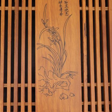 Піднос для чайної церемонії Гунфу, дерев'яний, з великим резервуаром для води та орхідеями, для чайної церемонії Гунфу, 28 x 43 см