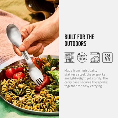Набір ложок та виделок з нержавіючої сталі BLACKBLUM, практичне поєднання ложки та виделки, ідеально підходить для кемпінгу та пікніків, міцний та придатний для миття в посудомийній машині з фруктовим мотивом, включаючи футляр з переробленого ПЕТ