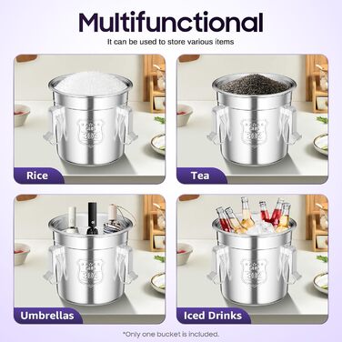 Відро MINRS 6 л з кришкою, герметична каністра, харчовий контейнер з нержавіючої сталі для кухні, кухонне відро з нержавіючої сталі, контейнер для борошна, кухонне відро з кришкою та затискачем, 20*20*20 см