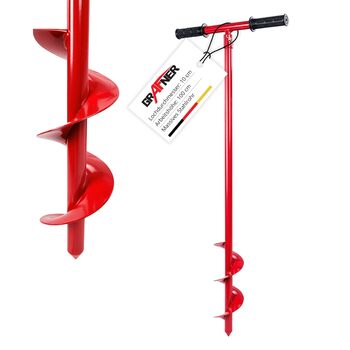 Бурильний пристрій Grafner для свердління отворів до Ø 100 мм, надміцний, зі сталі, з великим шнеком, антиковзними ручками, ідеально підходить для встановлення стовпів парканів, посадки дерев, кущів та рослин, бури для землі