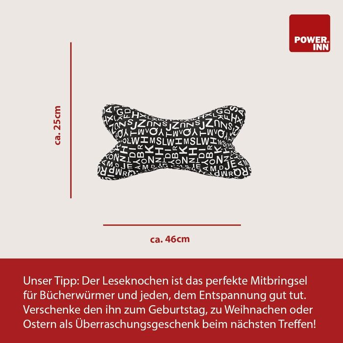 Подушка для читання 43 x 23 см Велика подушка для шиї Подушка для читання, яку можна прати (чорна - класична)