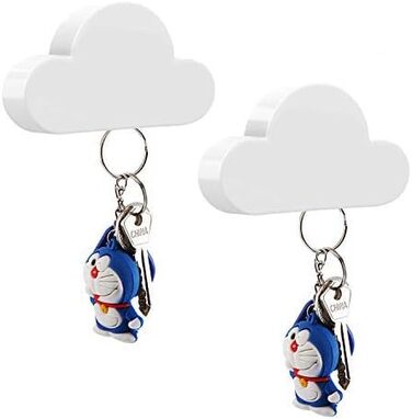 Тримач для ключів MoKo магнітний, 2 шт. для наклеювання, гачок для ключів без свердління для стіни - білий