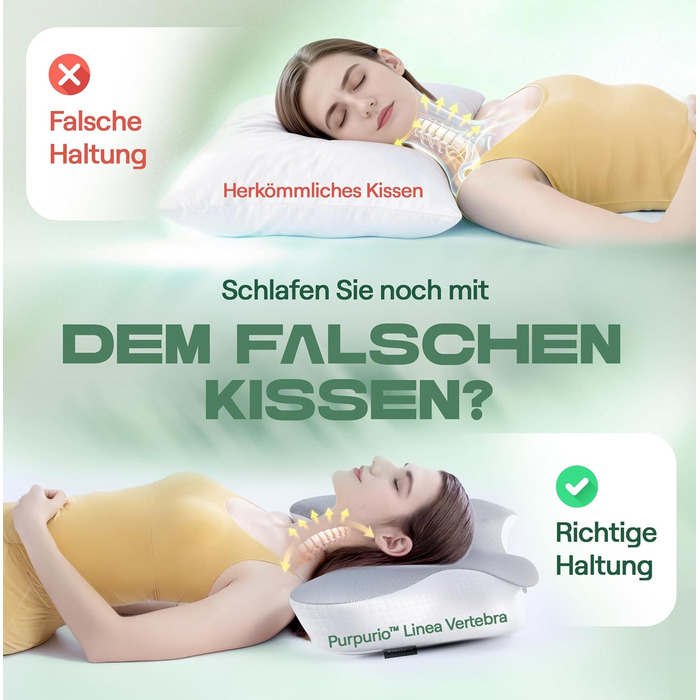 Подушка для зняття болю в шиї Spine Line - ергономічна подушка з піни з ефектом пам&39яті 2 висоти зі знімним та пральним чохлом, подушка проти хропіння