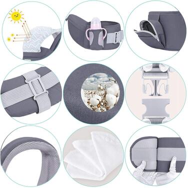 Ергономічна люлька-переноска Viedouce із сидінням на стегнах/чиста бавовна, легка та дихаюча/багатопозиційна спинна, черевна, регу