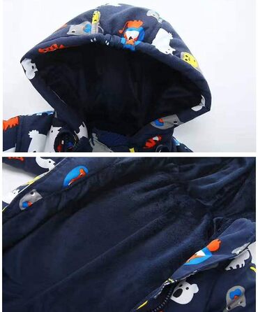 Дитячий зимовий комбінезон з капюшоном, зимовий костюм з рукавичками та пінетками, комплект теплого одягу для дівчаток та хлопчиків, 24-36 місяців () F