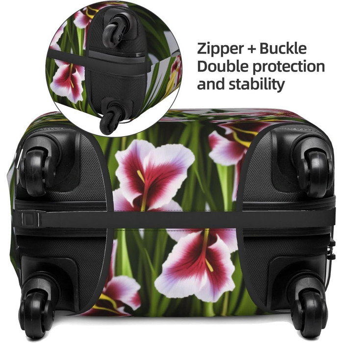 Чохол для валізи Gladiolus, міцний захист, підходить для багажу розміром 45,7 - 81,3 см, Чорний, Великий
