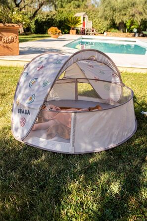 Пляжний намет, Дитячий намет 2 в 1 із захистом від ультрафіолету, 0-24 місяці, Максимальний захист від ультрафіолету UPF50, Фільтровані ультрафіолетові промені, Вентиляція 360, Москітна сітка, Місткий, Система розкладання, Сумка для перенесення, BreezyNes