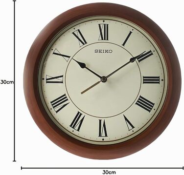 Настінний годинник Seiko коричневий, пластик, плавний хід секундної стрілки, QXA713T