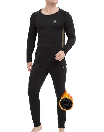 Комплект чоловічої термобілизни, тепла лижна білизна, дихаюча та термобілизна довга, функціональна білизна для чоловіків взимку та спорту, чорний/зелений, XXL