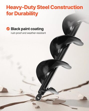 Бур для земляного буріння, діаметр 8x60 см, для стовпів, з шестигранним хвостовиком 3/8 дюйма, бур для копання ям, насадка для буріння отворів для встановлення садових стовпів та огорож