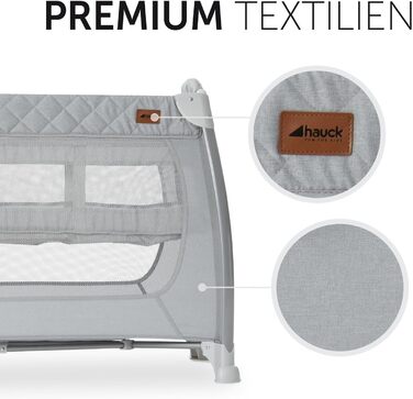 Дорожнє ліжечко Hauck Play N Relax Center з пеленальною підкладкою, регульованою висотою та боковим входом - Стьобаний сірий