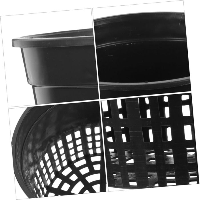 Сітчасті горщики для гідропоніки 13 x 13 x 12 см водна культура посадковий кошик сітчастий горщик пластикові гідропонні горщики садові рослини сітчасті горщики для рослин для вирощування чашка для рослин відро кошик чорний, 10 шт.